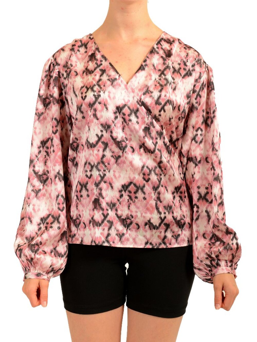 Hugo Boss Women's C_Blvie" Deep V-Neck Long Sleeve Blouse Top US S IT 40